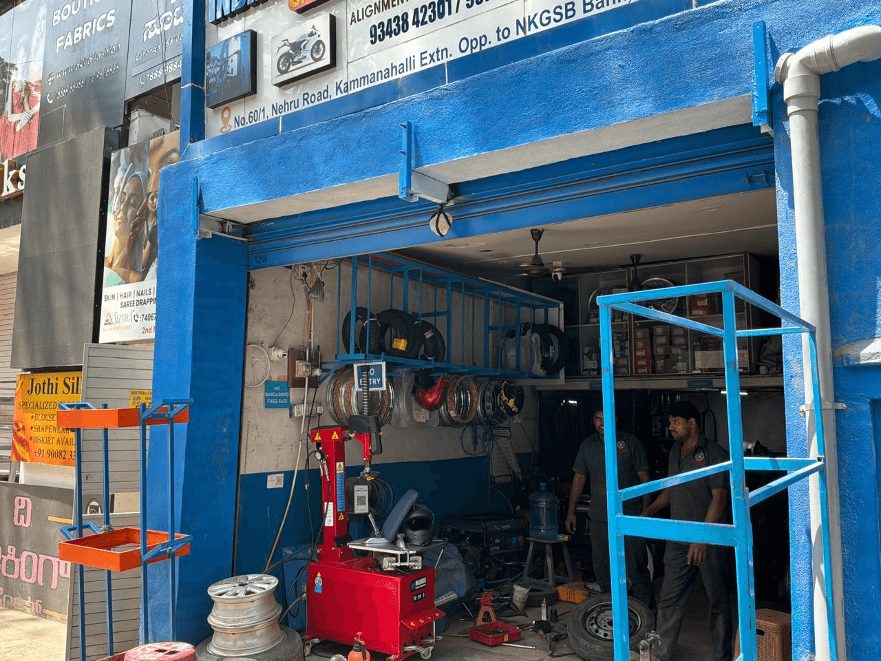 Indian Two and Four Wheeler Alignment Workshop Bay